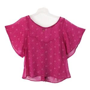 Women's Southern Threads Flutter Sleeve Blouse, Pink, White, Yellow, Size Large